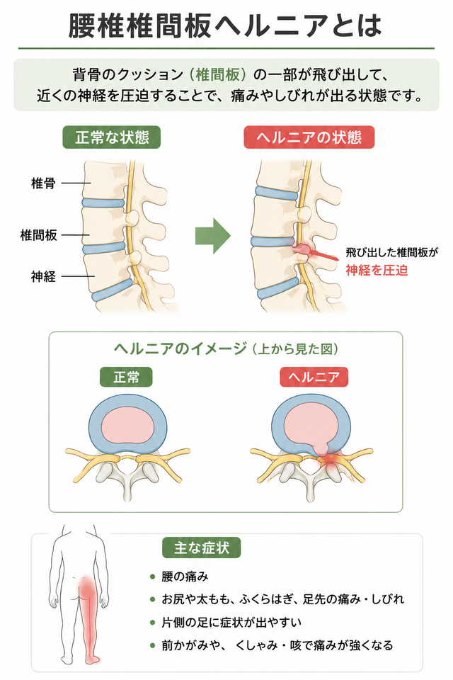 腰椎ヘルニアの説明イラスト