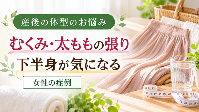 産後の体重増加と下半身のむくみ・太ももの張りで悩んでいた女性の症例|西宮市 ひこばえ整骨院