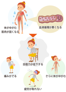体がゆがむと血流が悪くなり、回復力が低下する