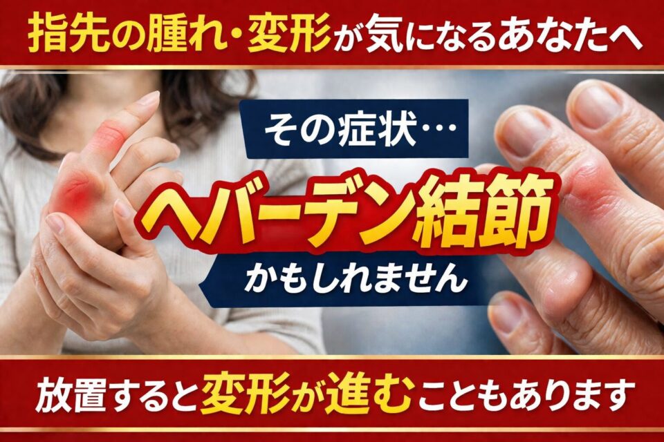 へバーデン結節を放置すると変形、痛みが出てくるキャッチコピー西宮のひこばえ整骨院院長がお伝えする