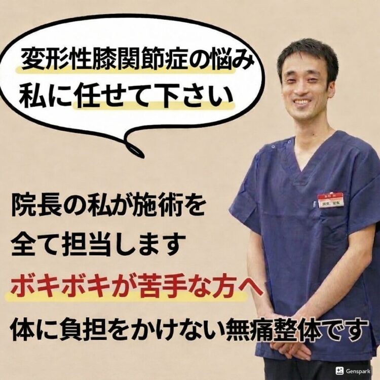 変形性膝関節症の治療はひこばえ整骨院の齋藤にお任せ下さい。