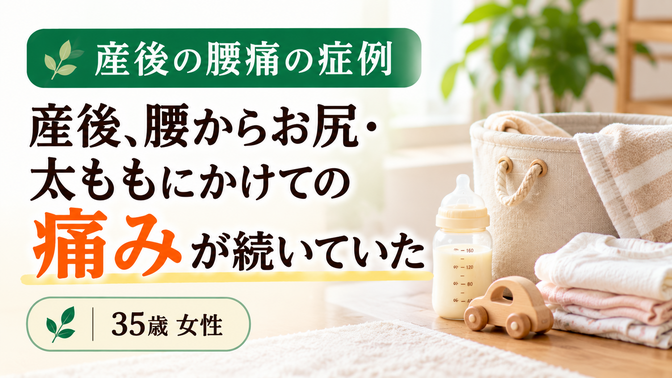 産後の腰痛とお尻・太ももの痛みで来院された35歳女性の症例｜西宮市 ひこばえ整骨院