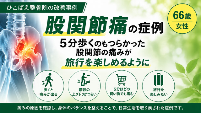 歩くと痛む股関節痛で来院された66歳女性の症例