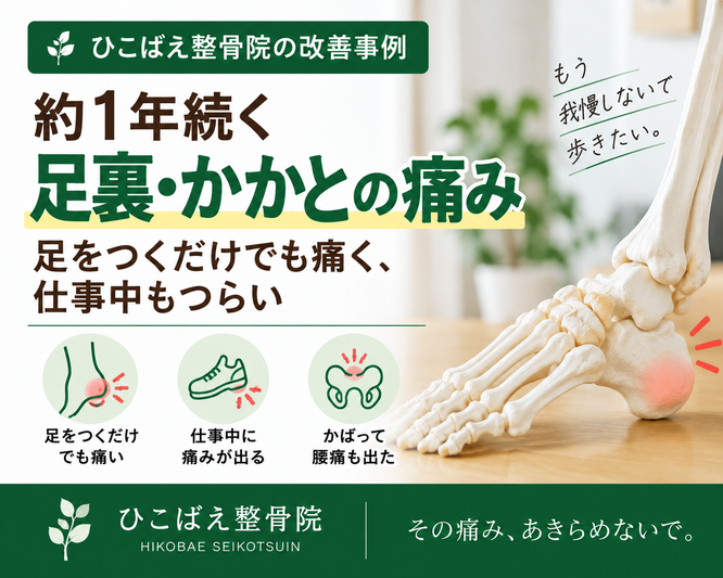約1年続く足底腱膜炎・かかとの痛みで歩くのがつらかった症例|西宮市 ひこばえ整骨院