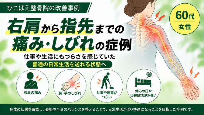 右肩から指先まで続く痛み・しびれで悩んでいた|60代女性の症例