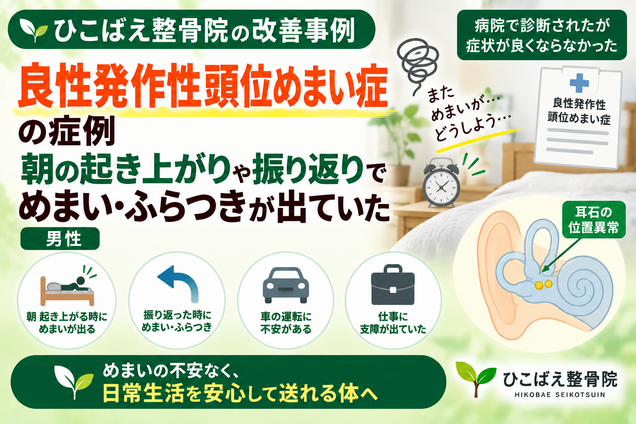 良性発作性頭位めまい症でめまい・ふらつきに悩んでいた男性の症例|西宮のひこばえ整骨院