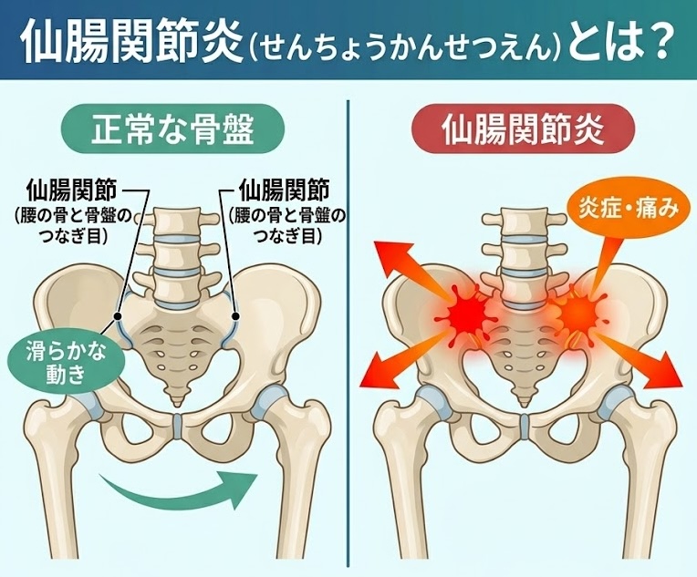 仙腸関節炎とは何か？を説明を西宮市のひこばえ整骨院が説明をしている