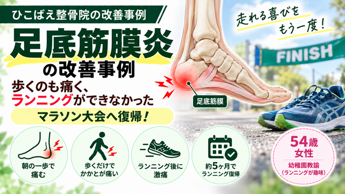 足底筋膜炎で歩くのも痛かった54歳女性|ランニング復帰までの経過