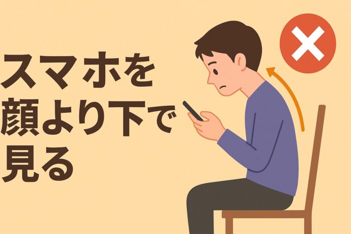 ストレートネックでやってはいけない方法として、スマホを顔より下で見ること