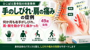 右手のしびれ・肩から腕の痛みに悩んでいた49歳女性の症例｜西宮市のひこばえ整骨院