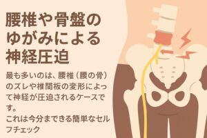 1. 腰椎や骨盤のゆがみによる神経圧迫による坐骨神経痛