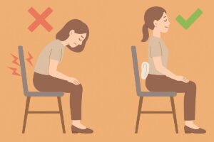 NG習慣1｜椅子に浅く座り、背中を丸める