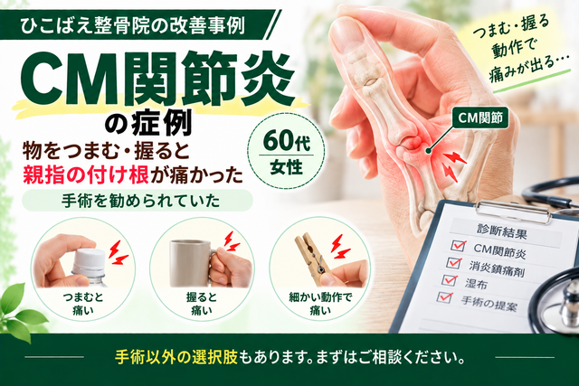 CM関節炎で手術を勧められていた60代女性の症例|西宮市のひこばえ整骨院