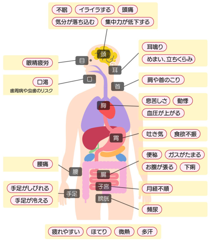 兵庫県西宮市にあるひこばえ整骨院が対応できる。自律神経失調症の悩み一覧
